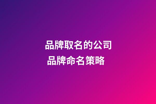 品牌取名的公司 品牌命名策略-第1张-公司起名-玄机派